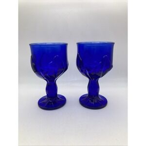 2 Vintage Tiffin Franciscan Cabaret 5.75 Inch Cobalt Blue Wine Water Goblets MCM